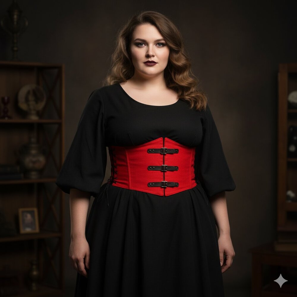 Red Waist Cincher Belt for Women - Structured Corset Style